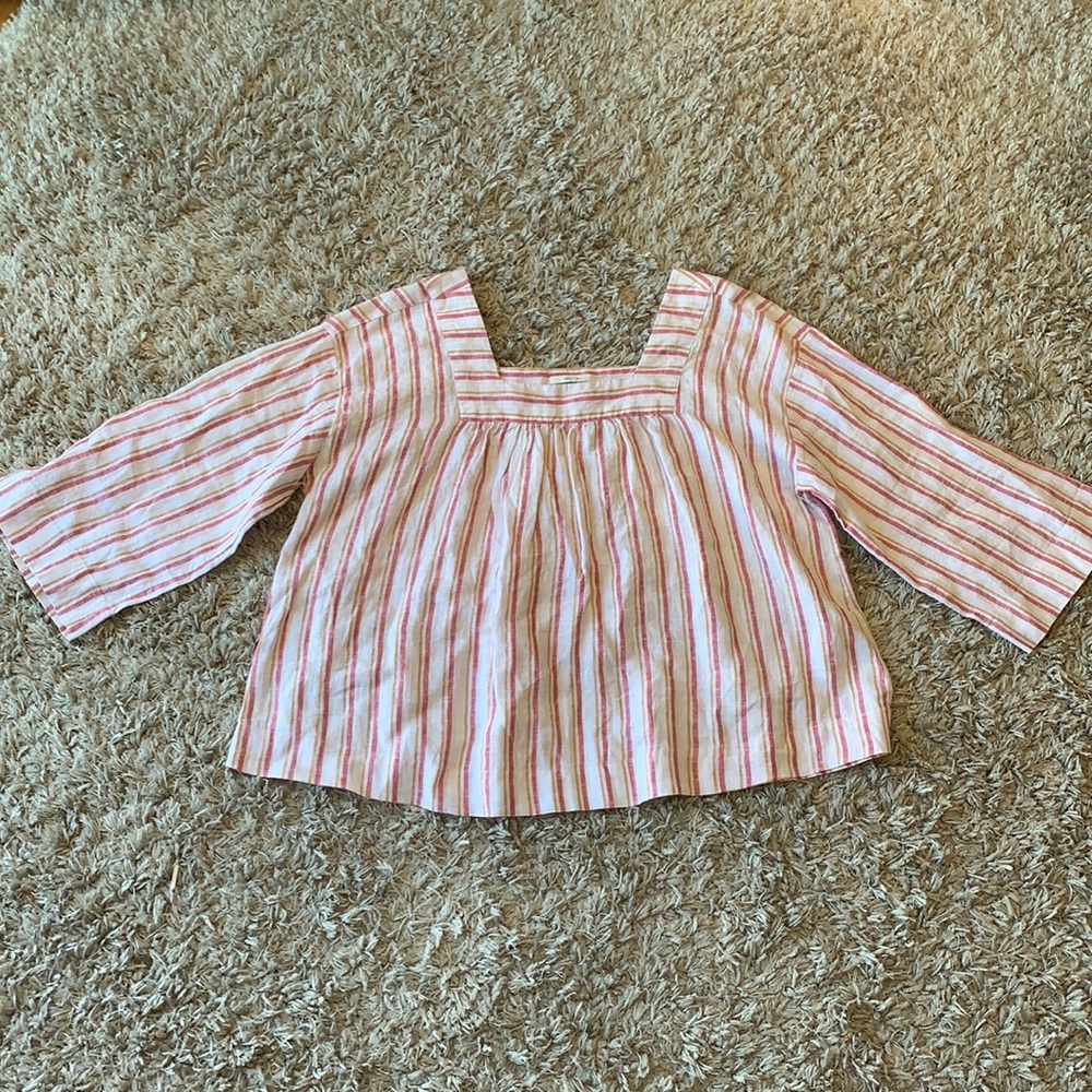 RACHEL ZOE 100% Linen Striped Top - Picture 7 of 14
